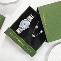 Ensemble de bijoux de luxe pour femme : Montre élégante en alliage avec cristaux, collier et bracelet – Idéal pour le dropshipping