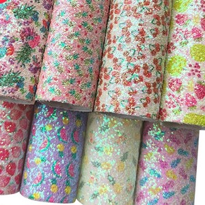 Pelle sintetica glitterata lucida con stampa floreale per borsa da scarpe - Product Image 1