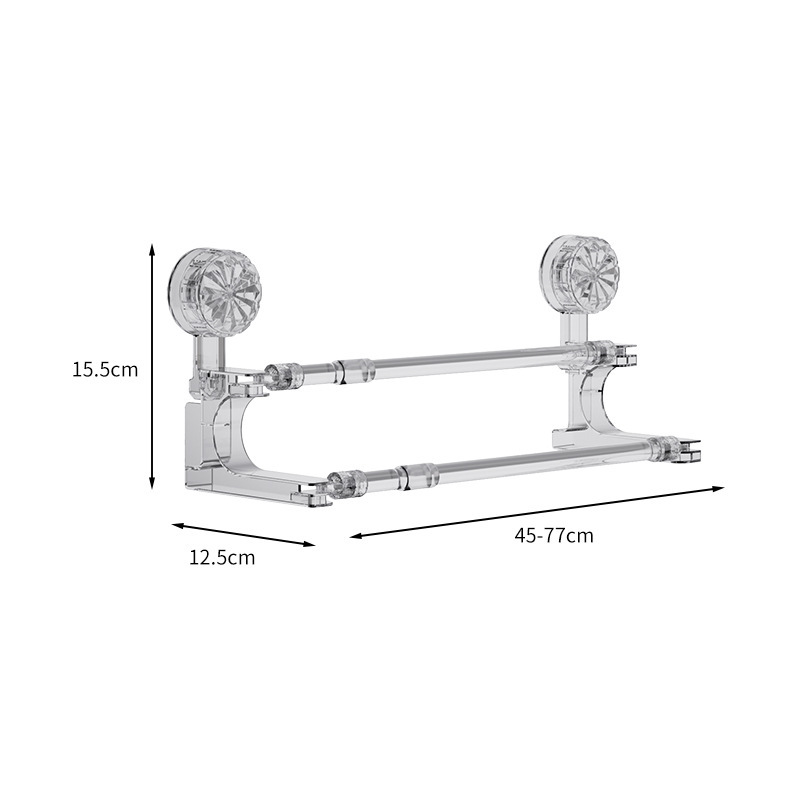 Toallero telescópico transparente de doble varilla