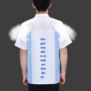 Men's Summer Half-Sleeve <strong>Chef</strong> Uniform New Elastic Workwear with Breathable Woven Fabric for Restaurant Bar &amp; Kitchen Cooking - Product Image 2