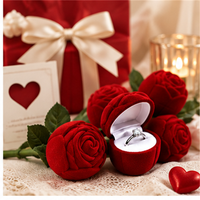 Boîte à bijoux personnalisée en rose floqué pour bagues, boucles d'oreilles, colliers, demande en mariage, cadeau de la Saint-Valentin, emballage cadeau