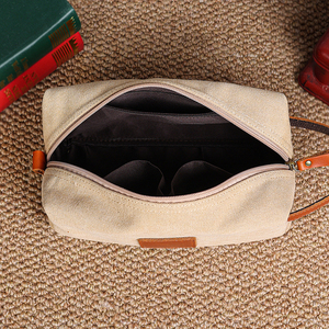 Bolsa de Maquillaje y Cosméticos de Viaje Personalizada, Kit de Afeitado para Hombre con Cierre de Cremallera, Bolsa de Cuero y Lona - Product Image 5