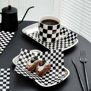 Custom 200 Sheets Black and <b>White</b> Checkered Plain Dry Waxed Deli <b>Paper</b> Sheets for Wrapping Bread and Sandwich - Product Image 6