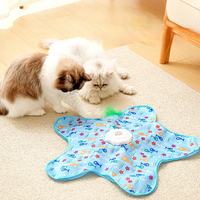 Jouet pour chat cache-cache interactif automatique avec plumes, couverture étoile, rechargeable, pour l'exercice des chatons en intérieur, vente en gros