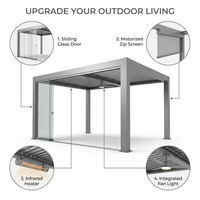 Pergola en aluminium pour extérieur, toit à lamelles résistant aux intempéries, résistant au vent, gazebo de jardin en aluminium, pavillon de bord de mer