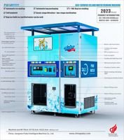 Mesin Penjual Es & Air ICE-450 2-in-1 Sistem Air Murni 800GPD Dilengkapi SDK, Menerima Kartu Kredit/Kode QR