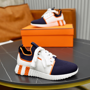 Men's Polished Daily Casual <b>Sneakers</b> Lightweight <b>Leather</b> Panel Moisture Wicking Interior Elastic Shock Dissipation Daily Wear - Product Image 3