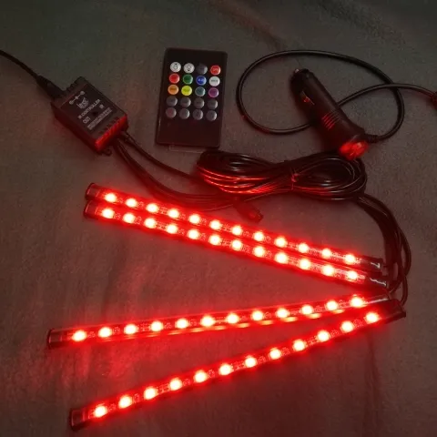 4pc coche decoración Interior accesorios láser Rgb piso de neón de la línea de luces Led Interior del coche luz para coches