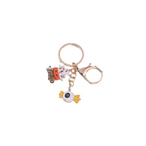 Porte-clés Halloween en forme de citrouille fantôme de dessin animé, en alliage de zinc plaqué, forme irrégulière, breloque de sac, accessoire de voiture - Product Image 5