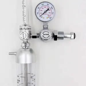 Pistonlu tip tıbbi oksijen regülatörü Inhalator akış ölçer ve nemlendirici şişe