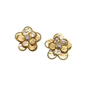 Pendientes de Moda con Diseño de Flor en Acero Inoxidable 316L con Baño de Oro PVD y Cristal en el Centro para Mujer - Product Image 2