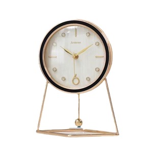 Armen's Metal Pendulum Desk Clock Red Face Gold Frame Silent Sweep Second Movement Modern Home Decoration - Product Image 3
