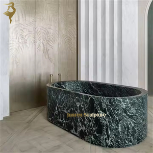 Cina vasca da bagno indipendente rettangolare in marmo <span class=keywords><strong>verde</strong></span> 1.8m bagno di immersione in stile europeo con scolapiatti - Product Image 1