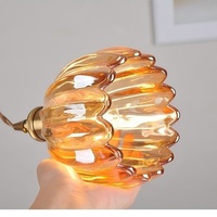 Lustre LED en verre doré à motif floral vintage, style nordique, blanc chaud, CRI 90, pour salle à manger, comptoir de bar, chevet, petit luminaire suspendu