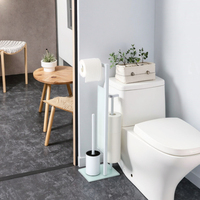 Porte-papier de salle de bain moderne en métal et verre pour brosse et rouleau de toilette