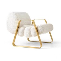 Fauteuil modulaire de luxe italien rétro moderne pour salon, mobilier de maison avec pieds en métal et rembourrage en éponge douce