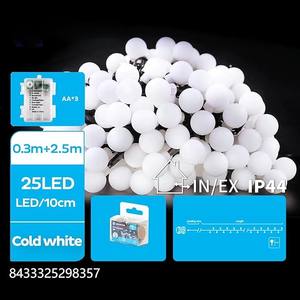 Guirnalda de luces LED de 2,5 m, bombillas de leche, pilas 3AA, luz blanca fría - ideal para decorar eventos y crear ambiente - Product Image 1