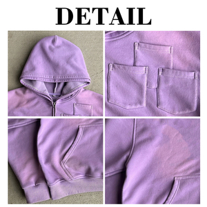 เสื้อฮู้ดดี้ผ้าฝ้ายเฟรนช์เทอร์รี่หนานุ่มสไตล์วินเทจ ซักแบบพิเศษ ไม่เสียภาษีในสหรัฐอเมริกา พิมพ์ลายสกรีน ปักโลโก้ สีซีดจางแบบซันเฟด มีฮู้ดสองชั้น - Product Image 6