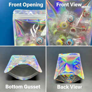 Sachets Doypack Mylar Holographiques Imprimés Personnalisés avec Fermeture Zip, Qualité Alimentaire, pour Sushi, Bonbons, Noix et Snacks - Product Image 4