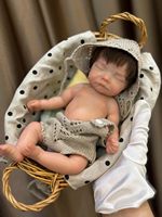 Poupée Bébé Reborn Prématuré Fille en Silicone Corps Entier de 10 Pouces avec Bouche Ouvrable, Mains Réalistes, Cheveux Implantés, Jouet Doux