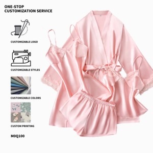 Set <span class=keywords><strong>Pigiama</strong></span> <span class=keywords><strong>Estivo</strong></span> Morbido e Traspirante in Pizzo Sexy per <span class=keywords><strong>Donna</strong></span>, Comodo <span class=keywords><strong>Pigiama</strong></span> in Raso - Product Image 1