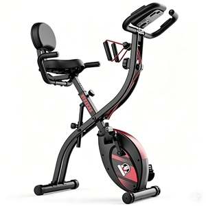 Vélo d'exercice magnétique pliable Gregory, modèle X Bike, avec barre de support réglable à cordon de serrage – Équipement de fitness en direct d'usine - Product Image 1