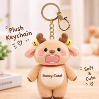 Porte-clés personnalisé en peluche cerf OEM ODM, fabricant de jouets en peluche animaux de dessin animé, conception personnalisée, logo, couleur, taille