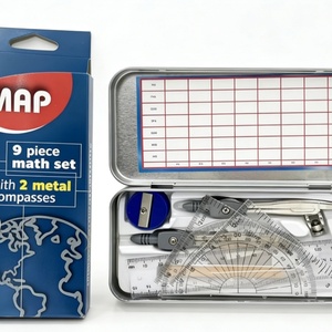 Juego de Matemáticas de 9 Piezas de Alta Calidad, en Caja Metálica con Diseño de Mapa, Muy Popular - Product Image 6