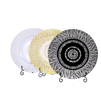 Decoratieve bruiloft fruit schaal gekleurd 13 inch gouden ronde glazen charger plate voor bruiloft decoratie elegant voor evenement feest