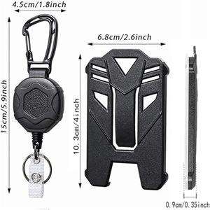 Cross-border heavy-duty badge scroll black <b>ID</b> badge clip mountaineering keychain stretchable easy-pull buckle name tag anti-loss - Product Image 2