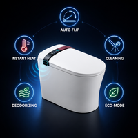 WC intelligent monobloc avec bidet automatique, siège de toilette électronique, cuvette de luxe, chasse d'eau siphonique
