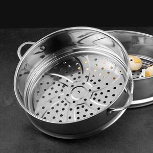 304 Stainless Steel Steamer 16cm-30cm Household Steamer Rack Foldable With Lid For Cooking - Product Image 1
