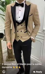 S0163F champán caqui boda esmoquin 3 piezas (<span class=keywords><strong>chaqueta</strong></span> + pantalón + chaleco) <span class=keywords><strong>matrimonio</strong></span> Formal padrinos de boda trajes ajustados <span class=keywords><strong>para</strong></span> traje - Product Image 2