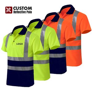 High Visibility Safety Reflective Stripes Workwear Custom <b>Polo</b> Shirts Construction Worker Security Uniform Road Safety Clothes - Product Image 1