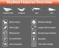 SkyNest Ultralight Portable Hamac avec Moustiquaire Voyage Jungle Étanche Hamac Tente SkyNest Ultralight
