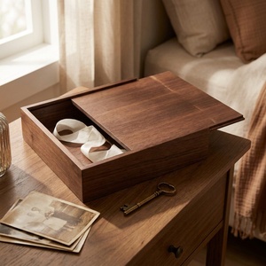Scatola Portaoggetti di Lusso Landy <span class=keywords><strong>in</strong></span> <span class=keywords><strong>Legno</strong></span> di Noce, Personalizzabile con Incisione, Coperchio Scorrevole per Foto e Ricordi di Matrimonio - Product Image 3