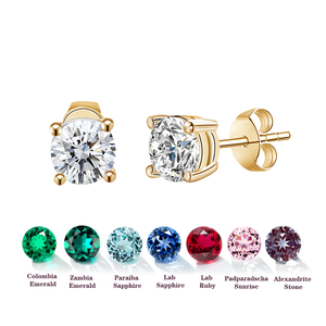 Boucles d'oreilles en or blanc 10 carats avec diamants de laboratoire, qualité DEF VS, serties griffes, diamants synthétiques ronds cultivés en laboratoire - Product Image 1