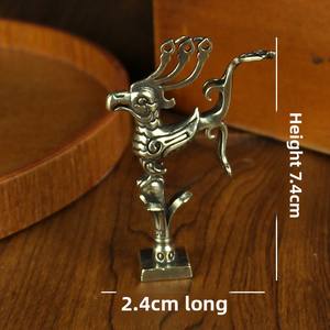 Antichi Sanxingdui ornamenti in bronzo stile antico in ottone artigianato puro rame statue di animali incise oro souvenir turistici - Product Image 4