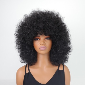 Perruques Courtes Bouclées <span class=keywords><strong>Afro</strong></span> pour Femmes Européennes et Américaines, en Fibre Haute Température, Fabriquées à la Machine, Effet Naturel et Volumineux, Modèle 8029C (OEM & ODM) - Product Image 5