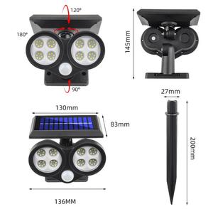 48 lampes solaires d'extérieur à <span class=keywords><strong>LED</strong></span>, éclairage à deux têtes, lampe de sol pour pelouse, capteur de mouvement PIR, projecteurs paysagers, lampes d'extérieur pour jardin - Product Image 2