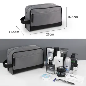 OEM Ciffnoo NO. 4507 Custom Splicing Fabric Design Double Layer Classified Wash Storage Men Toiletry Bag