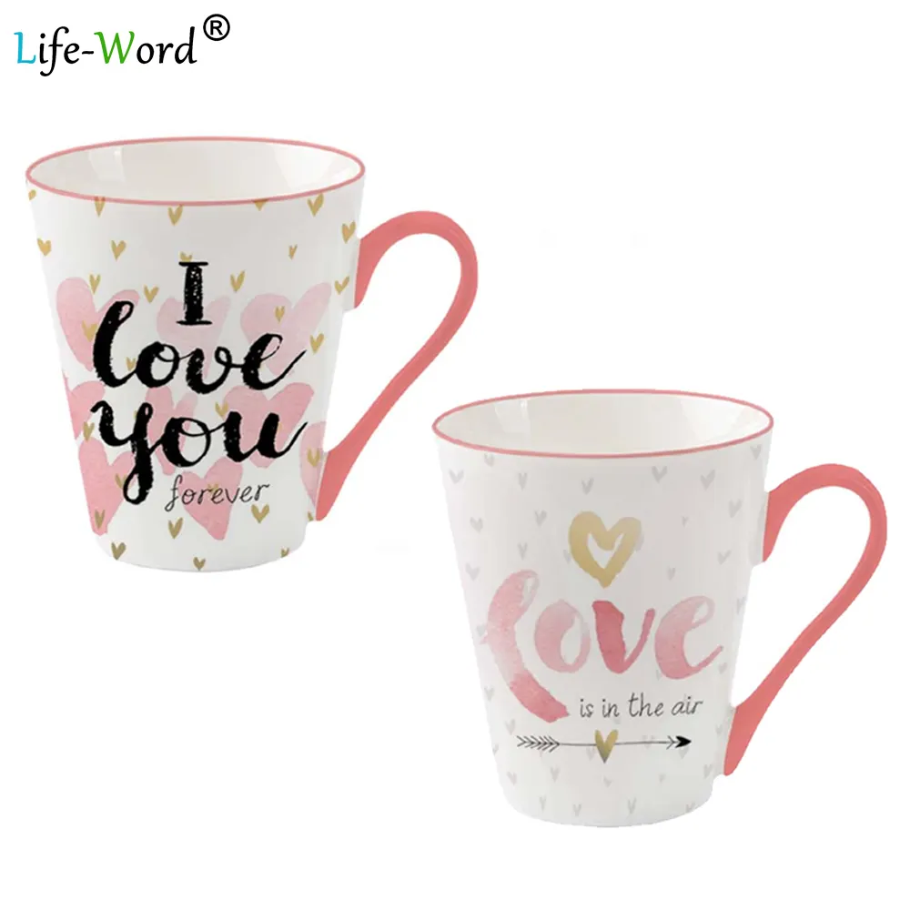 Conjunto de canecas de café personalizado, conjunto de xícara de cerâmica para casal, presente do dia dos namorados