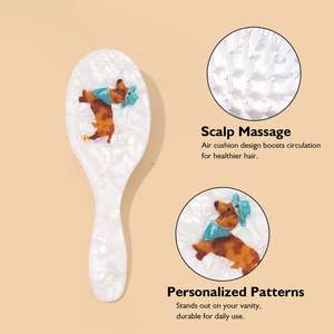 Cepillo de día de pelo de perro salchicha pintado a mano cepillo de pelo de acetato de Peine personalizado elegante - Product Image 2