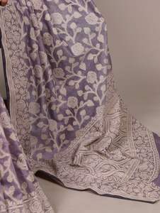 Sari Tradicional de Algodón y Seda con Estampado Floral Orgánico, Textura Fluida, para Mujer, Ideal para Fiestas, 5.5 Metros, Secado Rápido - Product Image 4