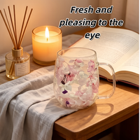 Tasse en verre borosilicate à double paroi tendance de 9 oz avec motif floral, sans BPA, isolation thermique pour les couples, café et jus de fruits