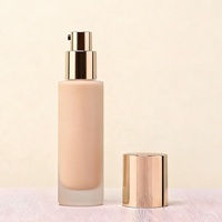Flacon en verre haut de gamme de 30 ml à fond épais pour fond de teint, emballage cosmétique carré rechargeable de type pression, vente en gros