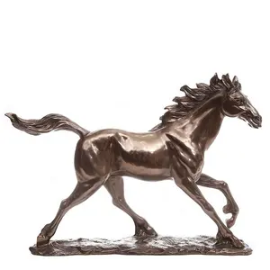 Único Cavalo de Cobre Pé Escultura Guerra-Batalha Corcel cavalo Estatueta Estátua de Resina Animais Para Casa Decoração Presente