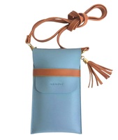 Nouvelle mode bleu pu cuir haute qualité porte-cartes à puce de luxe femmes étui de téléphone portable sac de téléphone portable avec longue bandoulière