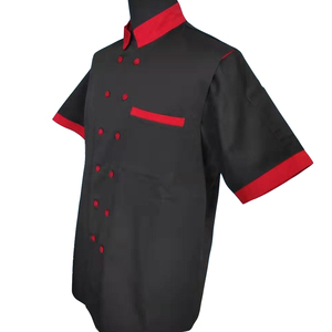 Chaquetas de Chef Unisex Abrigo de camarero de algodón y poliéster de verano con mangas cortas en la espalda y uniformes de <span class=keywords><strong>restaurante</strong></span> de malla para axilas - Product Image 2