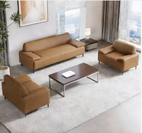 Ensemble de canapés modulaires de bureau modernes et confortables de haute qualité, personnalisables, en cuir PU, avec structure métallique, haute densité, pour usage commercial